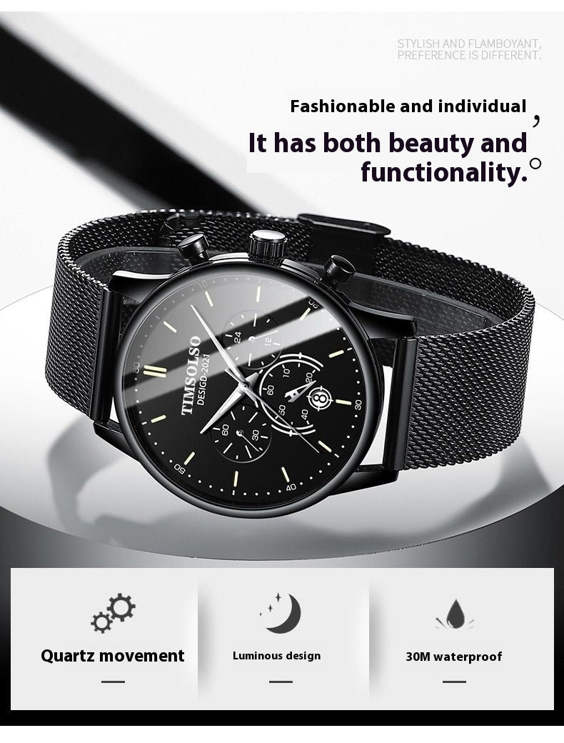 Cool Ultra-thin Calendar Quartz Watch